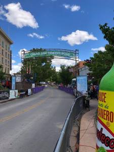 Finish line on Main Street for Off Road bike race